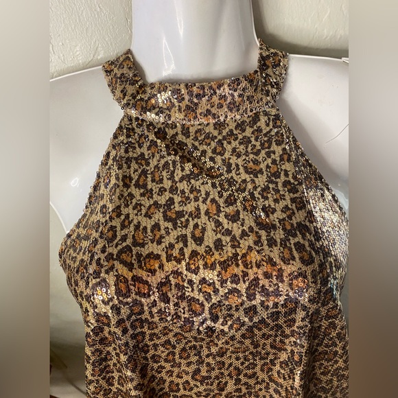Women’s NWT Cable & Gauge Sequined Animal Print Dress Top - Picture 3 of 16